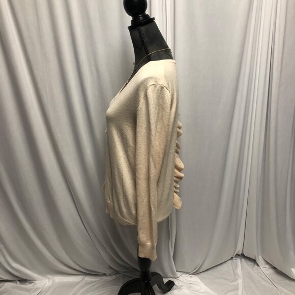 MAAC London Sweater Womens Size Medium Oatmeal Beige Ruffle Long Sleeve Fairy - Picture 3 of 6